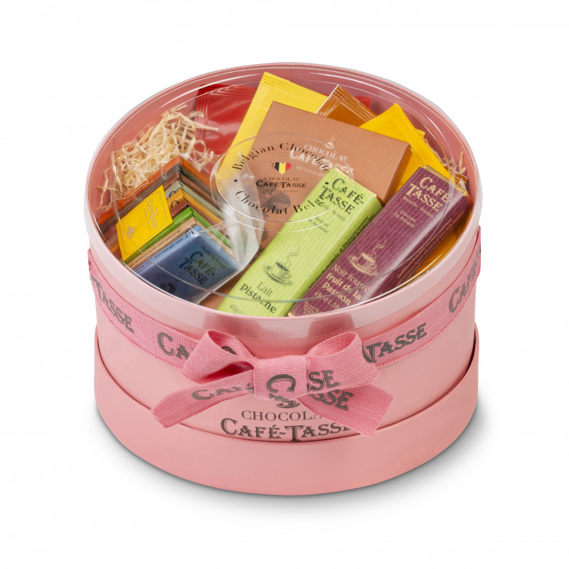 Pink Hat Box with assorted chocolates