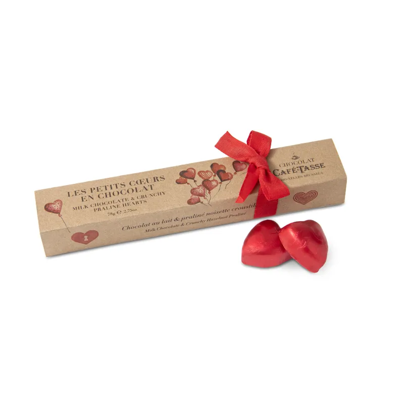 Reglet of 6 Milk Chocolate Hearts with Crispy Hazelnut Praline 76 g