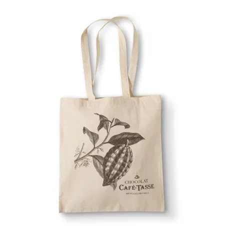Café-Tasse Cotton Tote Bag – Cocoa Pod Illustration