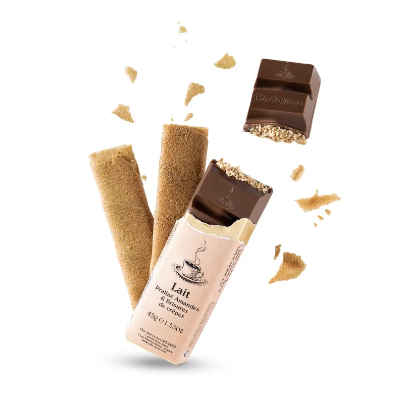 Reep melkchocolade met amandelpraliné & kantkoekjes 45 g – foto 2