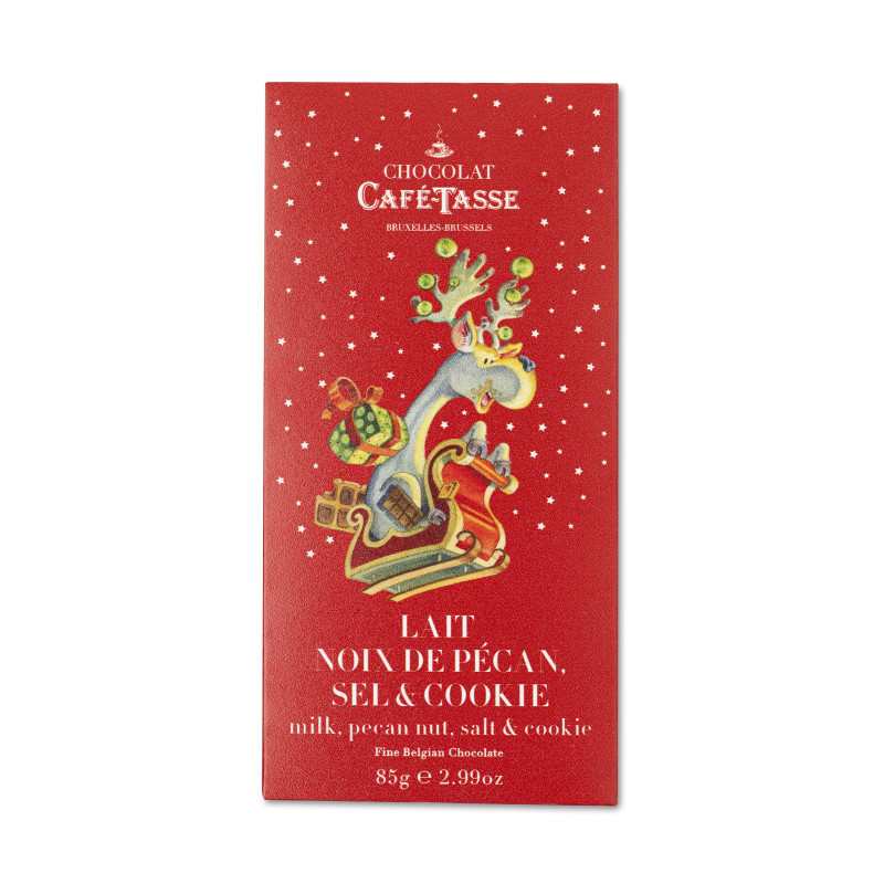 Tablette de chocolat au lait noix de pécan crispy sel - édition Noël