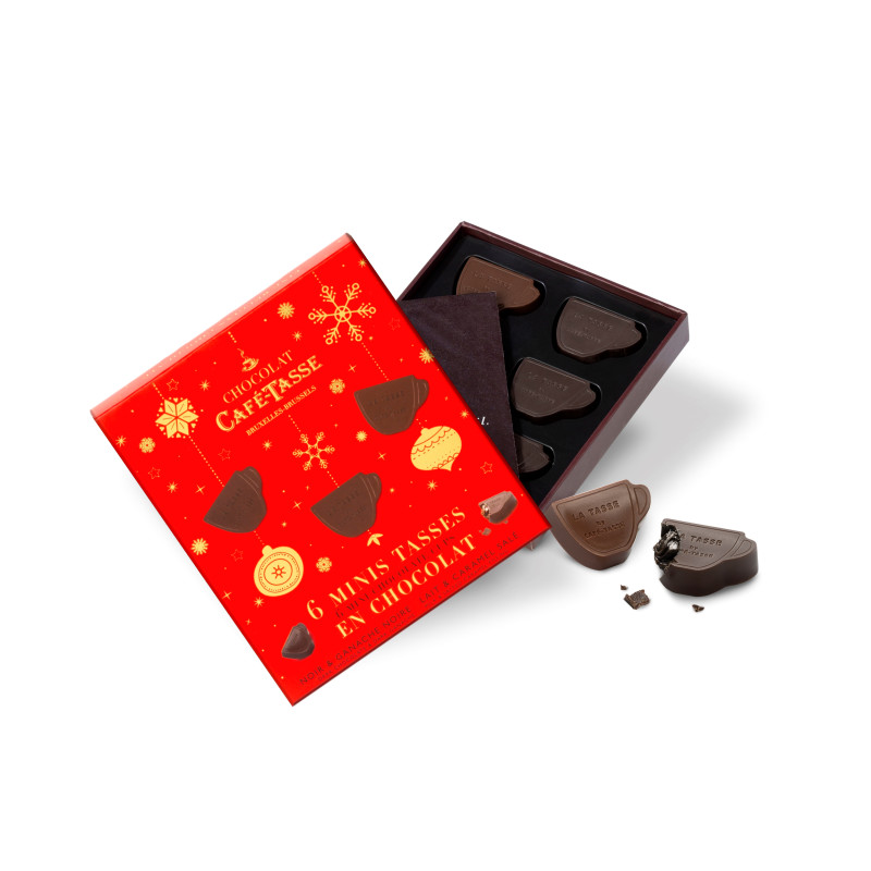 Chocolat noir ganache & lait fourré ganache & caramel salé & Edition Noël