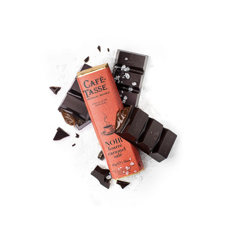 Pure chocolade reep gevulled met caramel & zout