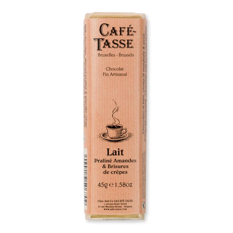 Milk Chocolate Bar with Almond Praline & Crispy Crêpes 45 g