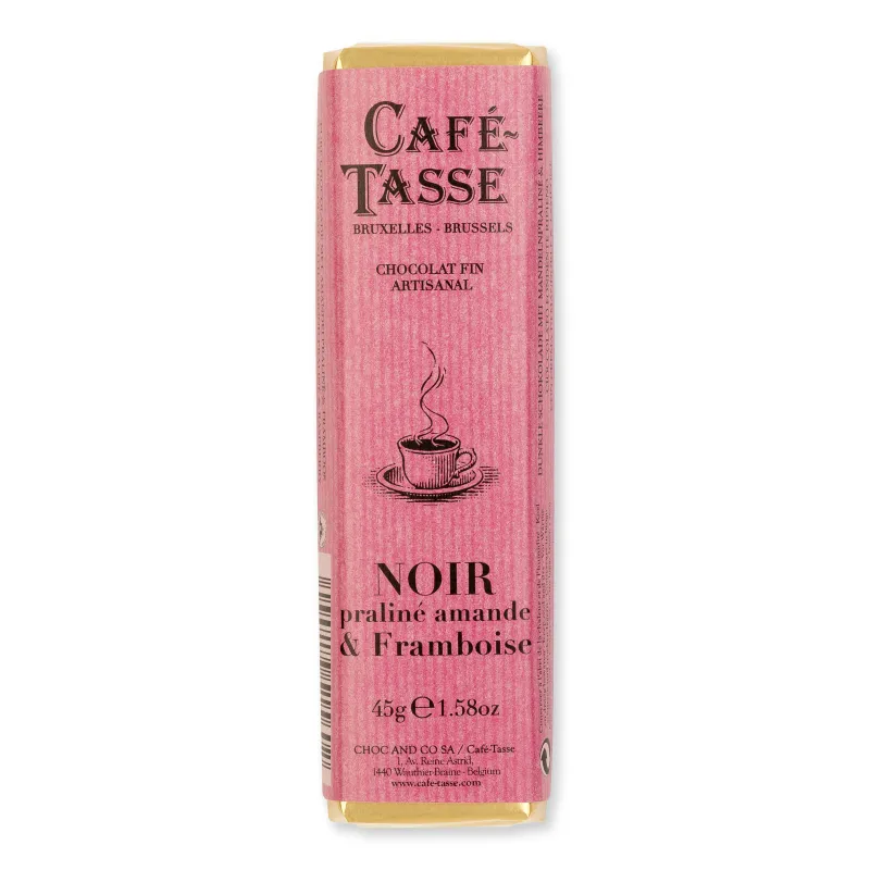 Bâton de chocolat noir praliné amandes & framboise 45 g