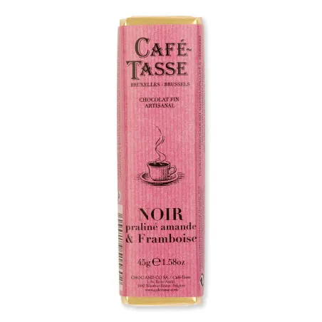 Bâton de chocolat noir praliné amandes & framboise 45 g