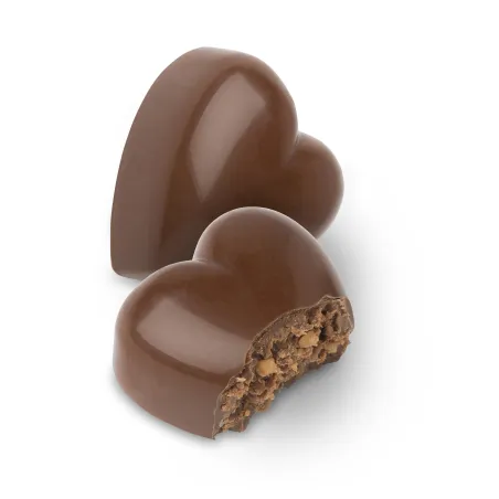 Reglet met 6 hartjes melkchocolade krokante hazelnootpraliné 76 g – foto 2
