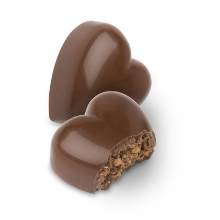 Coeurs chocolat lait praliné crispy