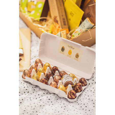 Oeufs chocolat noir, lait, blanc praliné