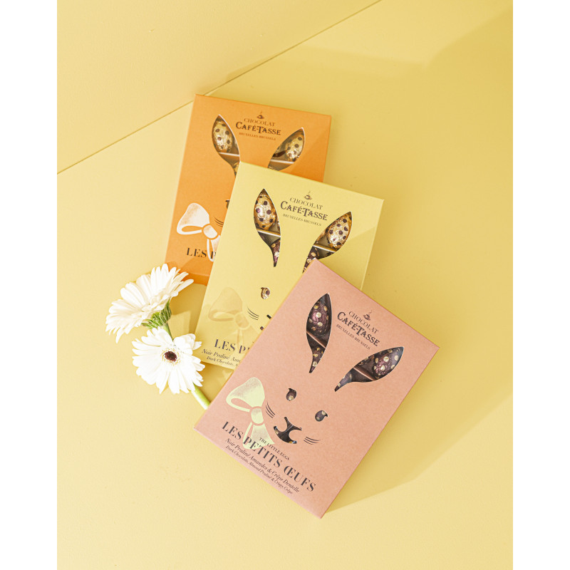 Boîte lapin Oeufs en chocolat Noir & Crêpes dentelles