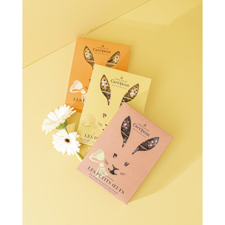 Konijnendoos met Pure chocolade Eitjes en Pannekoeken stukjes