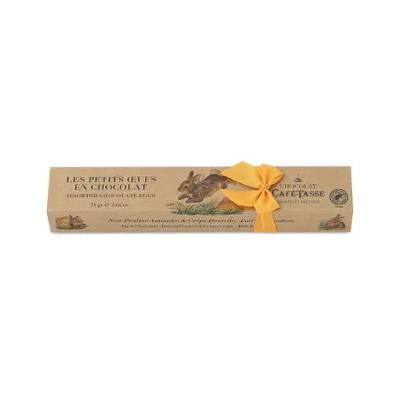 Geassorteerde kleine eieren, pure chocolade, pralineamandelen, knapperige pannenkoek & chocolademelkspeculaas