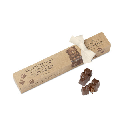 Réglette 6 ours chocolats au lait fourrés au caramel salé