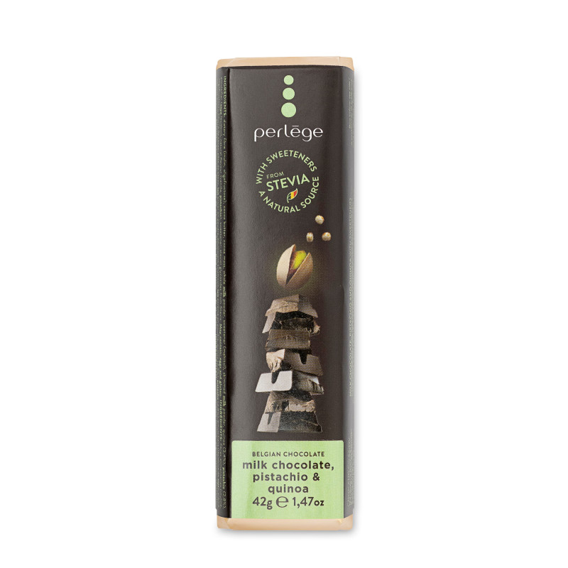 Perlège milk pistachio and quinoa chocolate bar (stevia)