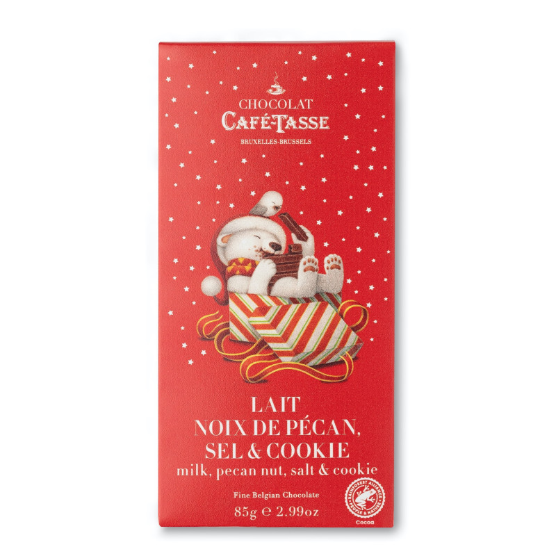 Tablette de chocolat au lait noix de pécan crispy sel - édition Noël