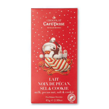Tablette de chocolat au lait noix de pécan crispy sel - édition Noël