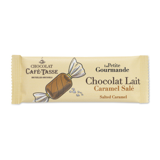 La Petite Gourmande mini bar, milk chocolate with salted caramel, 25 g, Café-Tasse