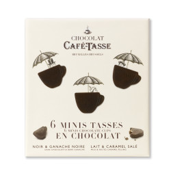 Ganache van puur chocolade en ganache van melk en gezouten karamel & Kersteditie