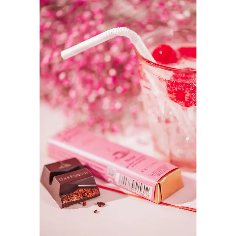 Bâton de chocolat noir praliné amandes & framboise 45 g – photo 3