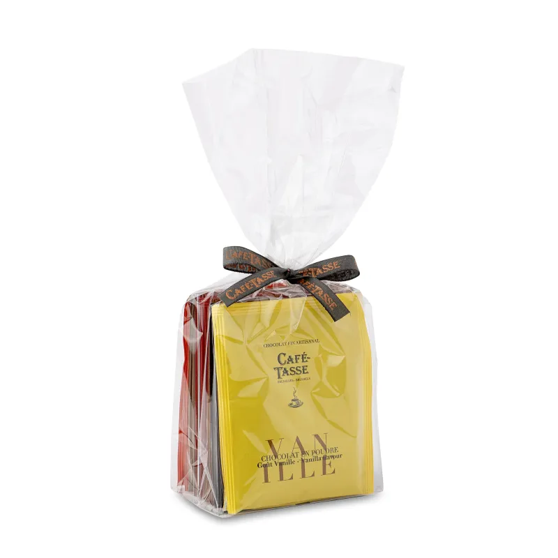 Assortiment van 12 zakjes cacaopoeder, 7 smaken 240 g