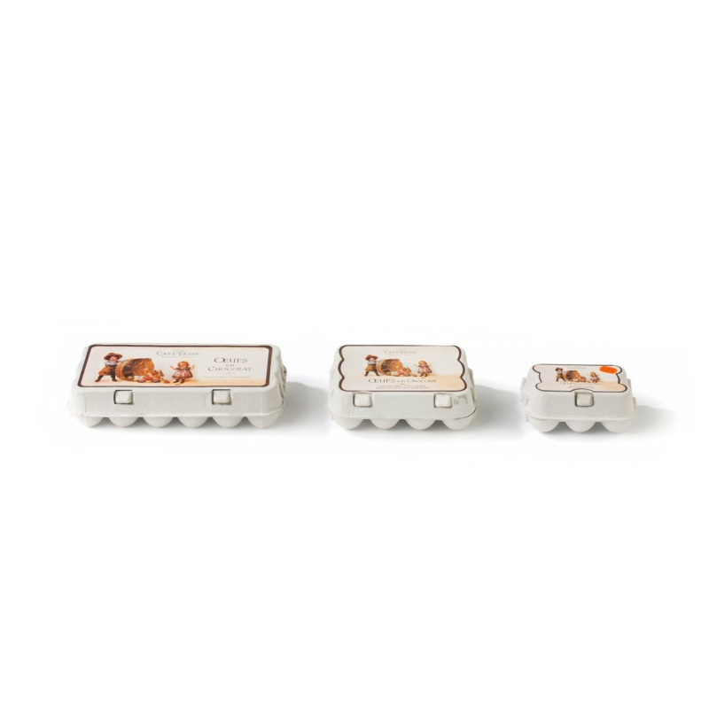 Oeufs chocolat noir, lait, blanc praliné