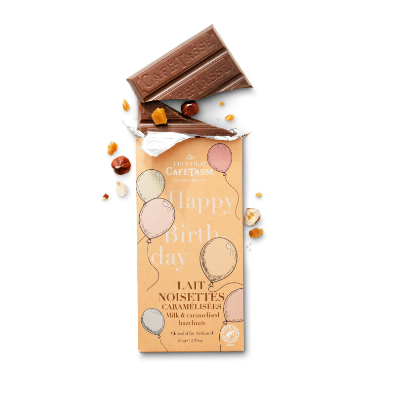 Tablette Chocolat Lait Noisette Caramel - Anniversaire