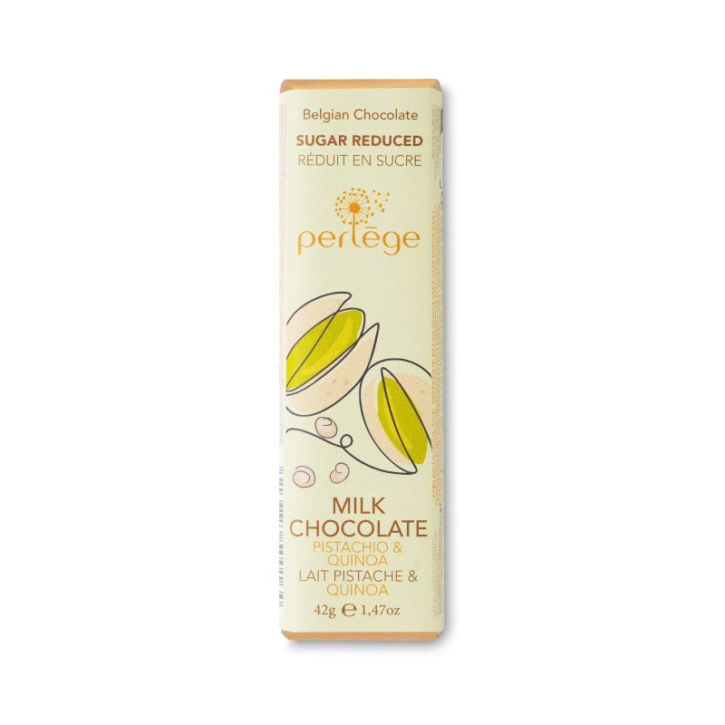 Perlège Melkchocolade Quinoa Pistache Stevia 42g