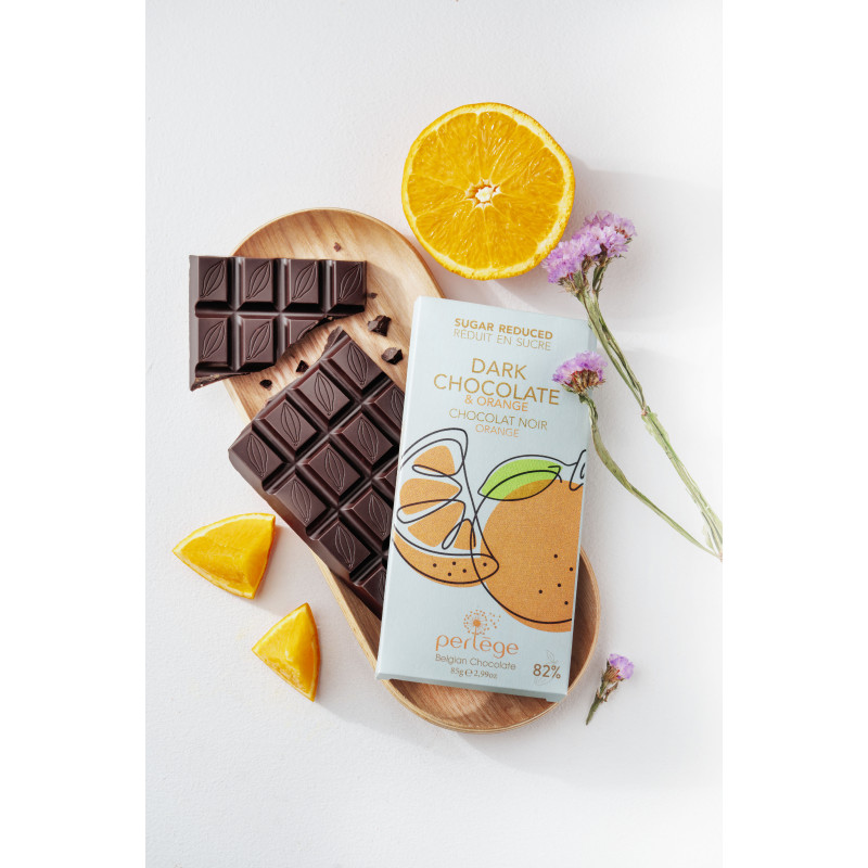 Perlège Dark Chocolate Orange Stevia Bar 85g - Sugar Reduced