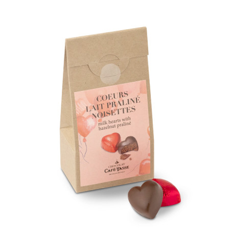 Kraft Bag Chocolate Praline Hearts - Mother's Day