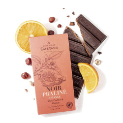 Tablette de chocolat noir fourrée praliné noisette & orange 95 g – photo 2