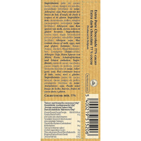 Chocolat Noir 77% de Cacao