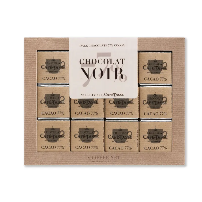 Coffee Set – 36 napolitains extra noir 77 % 180 g