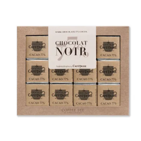 Coffee Set – 36 napolitains extra puur 77 % 180 g