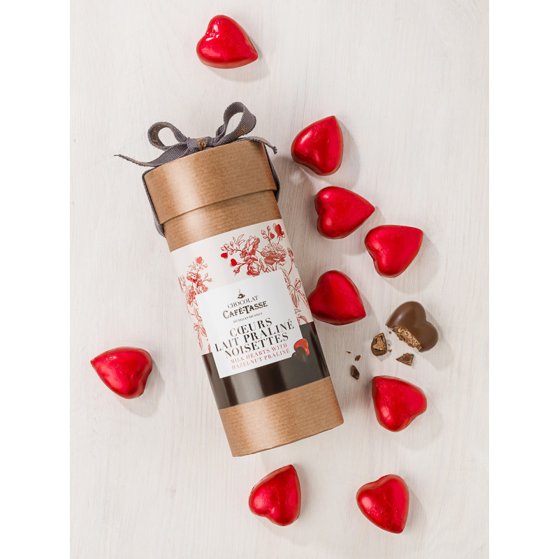 Chocolade hartjes melk knapperig praline