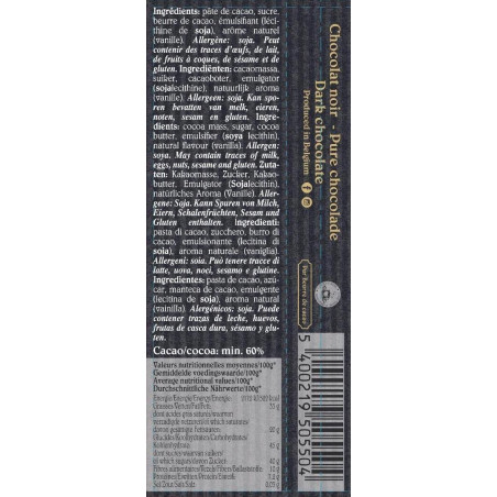 Dark chocolate bar 60 %