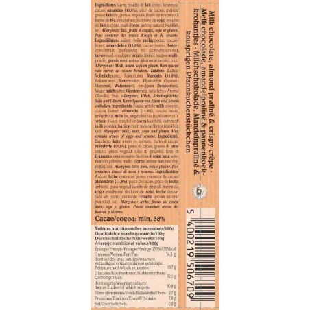 Reep melkchocolade met amandelpraliné & kantkoekjes 45 g – foto 4