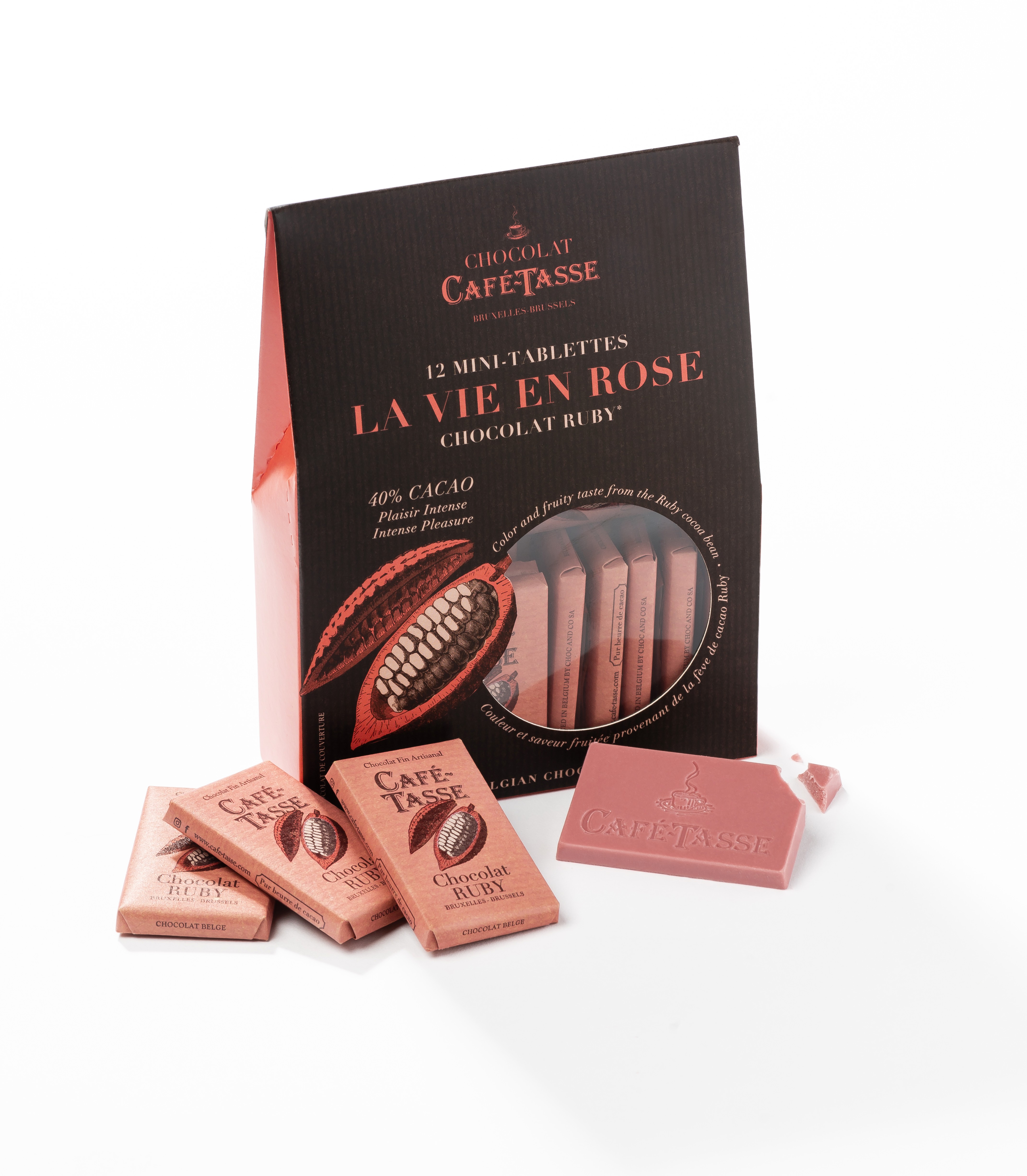 Mini-tablettes chocolat Ruby - Cafe-Tasse Belgian Chocolate