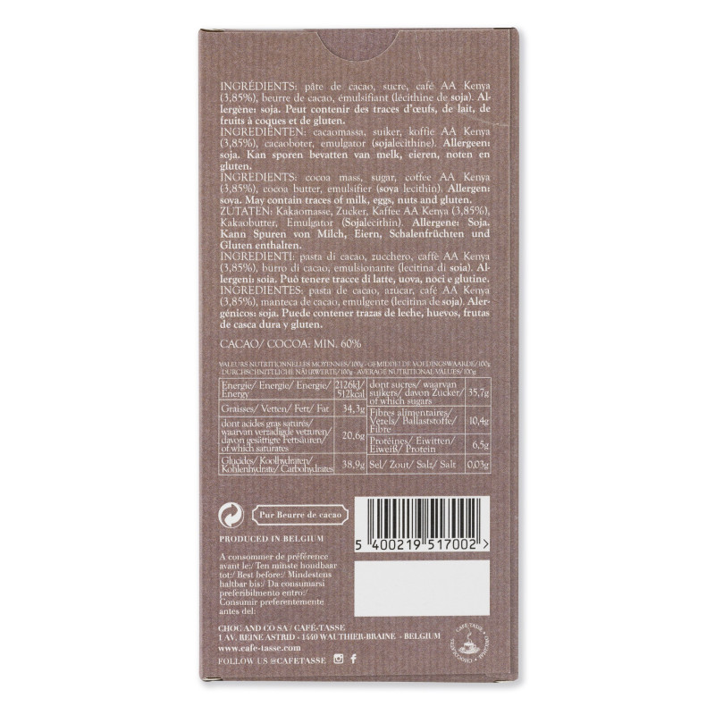 Puur chocolade & koffie Kenya 60 %