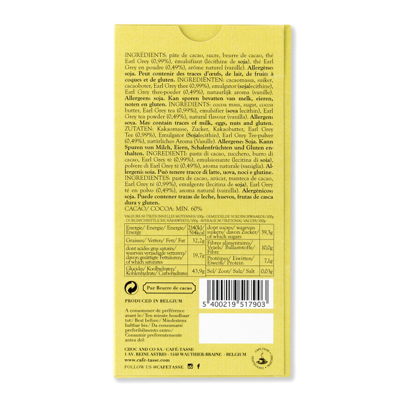 Chocolat Noir & Thé Earl Grey 60 %