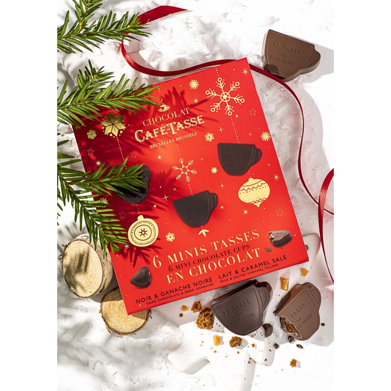 Chocolat noir ganache  & lait fourré ganache & caramel salé & Edition Noël