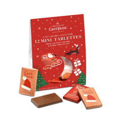 Kerstkoppeling mini-tabletten puur chocolade 60 % & milk chocolade gezouten karamel