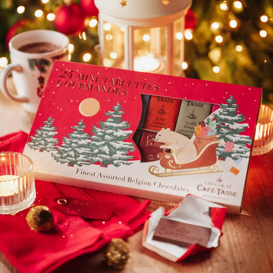 Café-Tasse Christmas Discovery Box: 24 Belgian chocolate mini bars